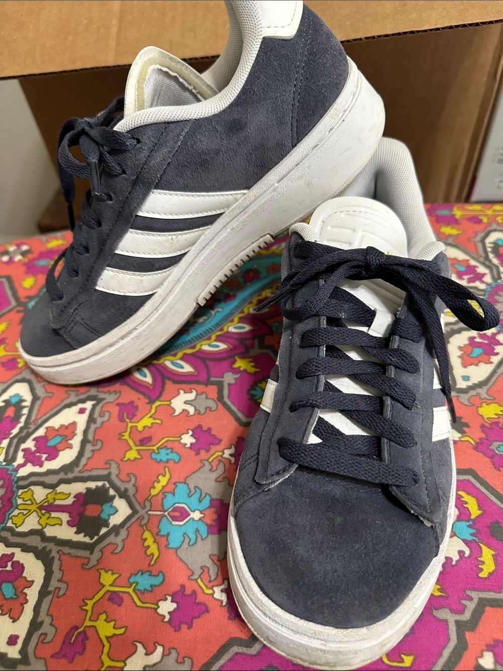 Adidas Gray and White Suede Low-Top Sneakers Size 6
